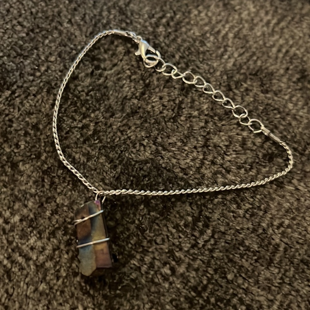 ❤️‍🔥BOGO FREE handmade painted quartz pendent charm bracelet silver 8” chain